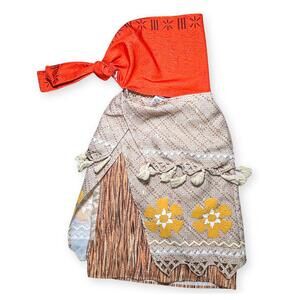 Disney Moana Island Costume Girls Dress Set Tassels Small